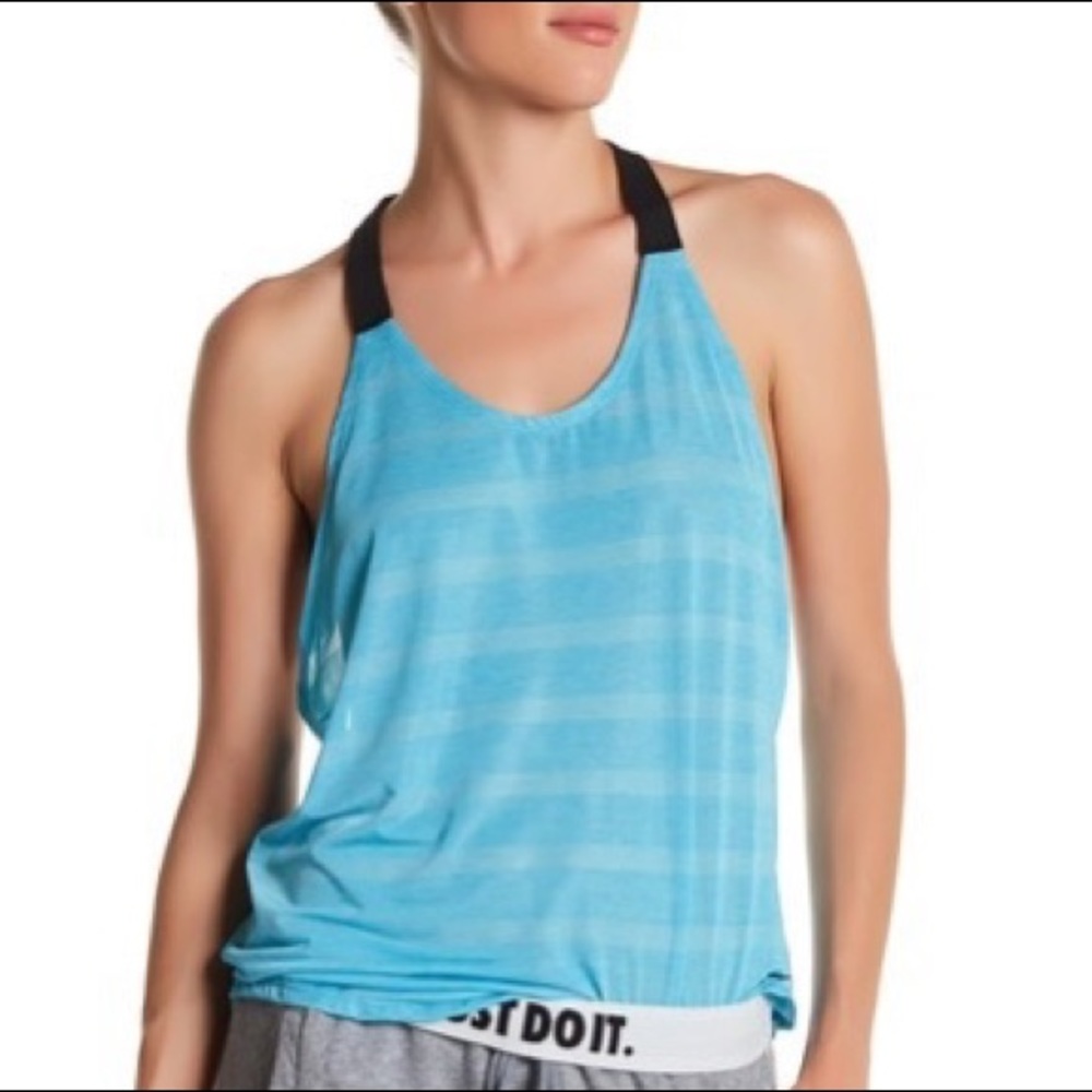Nike Elastika Elevate Logo T-Back Tank Blue - LG